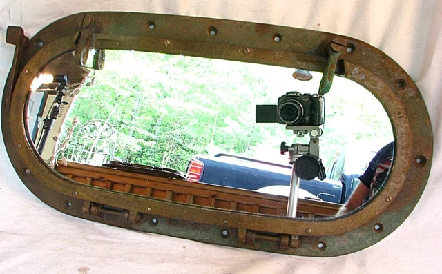CHRIS CRAFT PORTHOLE MIRROR *OVAL BRONZE* 22" c.1950'S