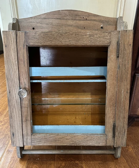 VINTAGE OAK WOOD Medicine With Towel Bar Restoration Project