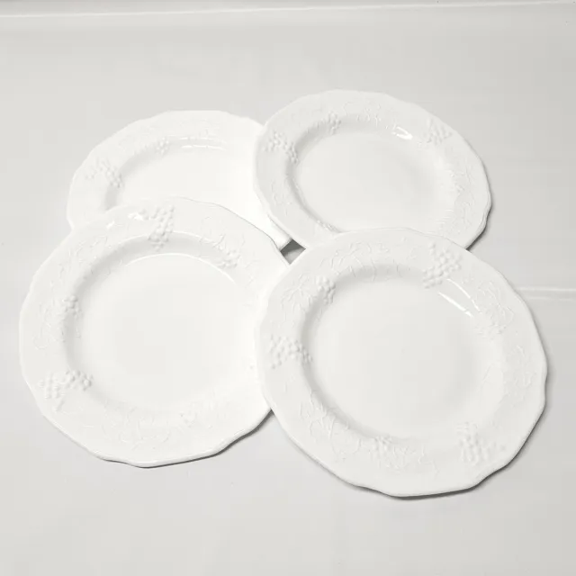 4 Indiana Colony Harvest Grape White Milk Glass 8” Luncheon Plate(s)