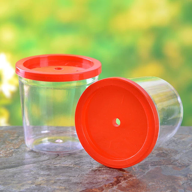 10PCS Plastic Transparent Pet Bottles With Rope Lid Portable Mini Animal Cup