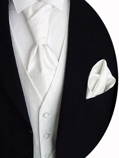 Hochzeitsweste mit Plastron, Einstecktuch und Krawatte, Creme, Modell Nr.: 31.1