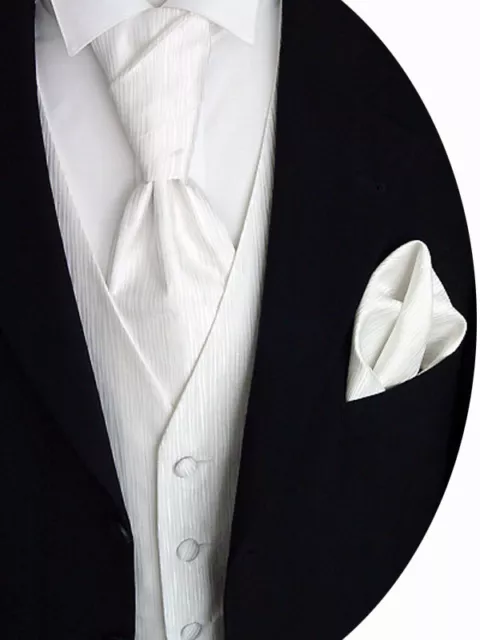 Wedding Waistcoat With Plastron, Handkerchief And Tie, Cream, Model No 31.1