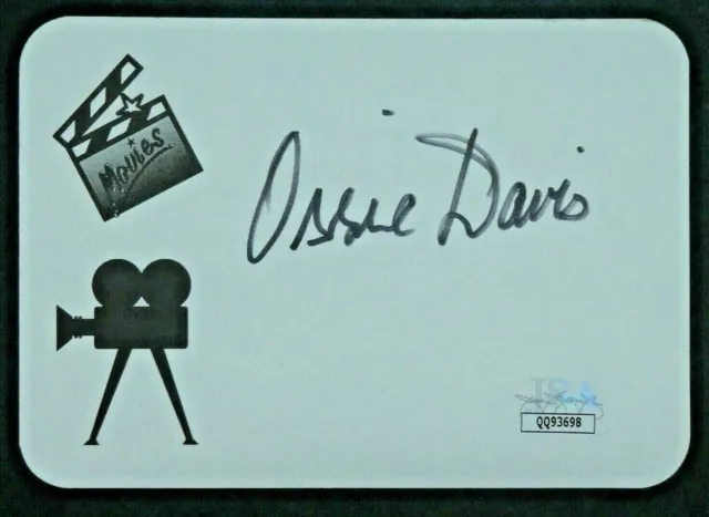 Ossie Davis Actor Signed Ossie and Harriett 3x5 Index Card with JSA COA 2