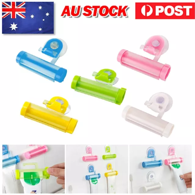 Toothpaste Squeezer Bathroom Tube Easy Stand Dispenser Rolling Holder Hook Seat