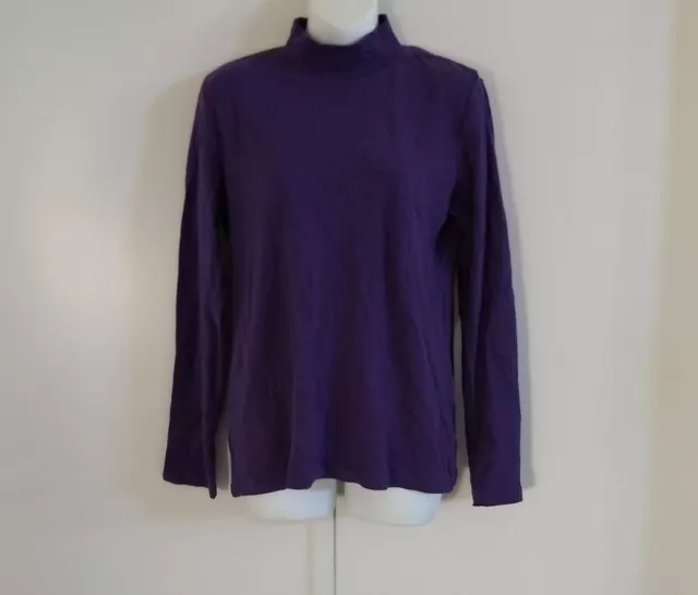 Karen Scott Women's Mock Neck Long Sleeve Cassis Purple Pullover Top Size Medium