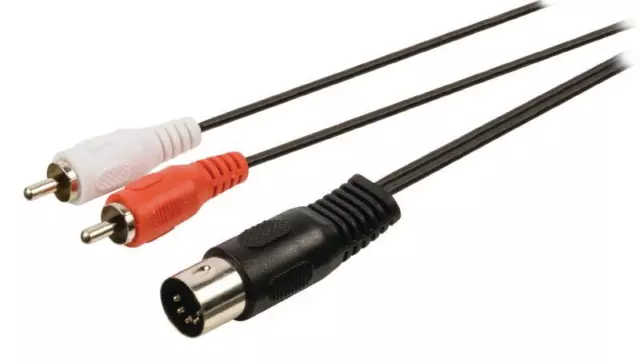 Câble adaptateur audio din à connecteur din 5 broches mâle vers 2x rca mâles 1,0