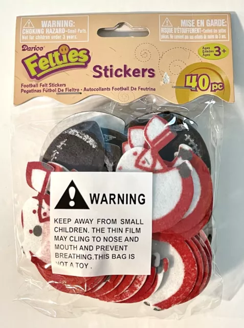 Darice Felties Football Stickers Felt Helmets Footballs Lot (4) Pkg-160 Stickers 2