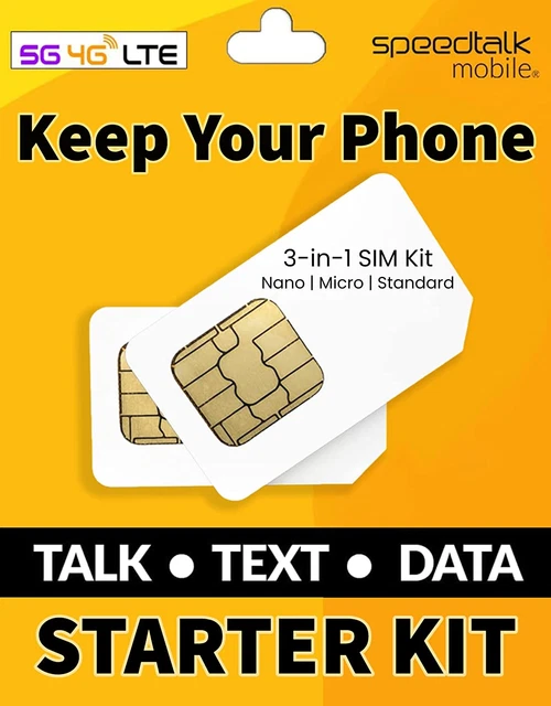 Speedtalk Mobile Universal SIM Card Starter Kit for 5G 4G LTE Ios Android Smart