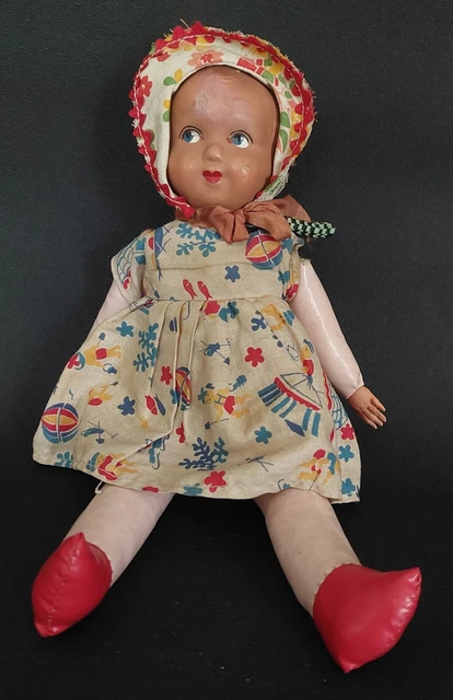POUPÉE ANCIENNE, POUPON, bébé en papier mâché, objets de