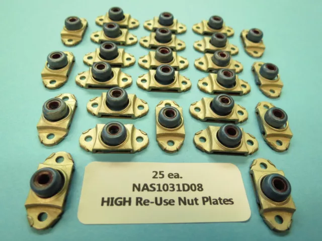 #8-32 High Re-Use Floating Anchor Nut Plate NAS1031D08 Aircraft Aerospace 25 ea.