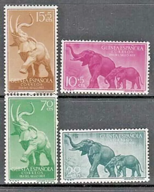 Spanish Guinea Stamps 1957 Colonial Stamp Day Elephants In MNH Condition