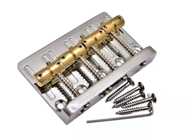 Chrome High Mass Bass Bridge for Fender Bass with Brass Saddles