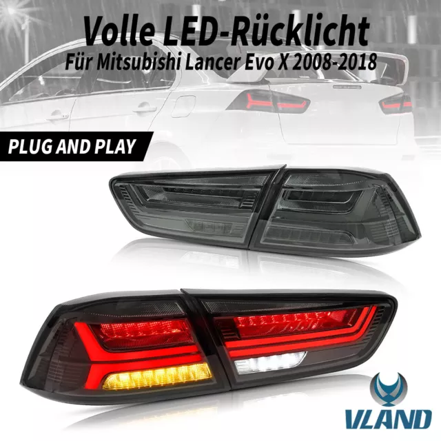 VLAND LED Dynamisc Rückleuchte für Mitsubishi Lancer EVO X 2008-2018 Geräuchert