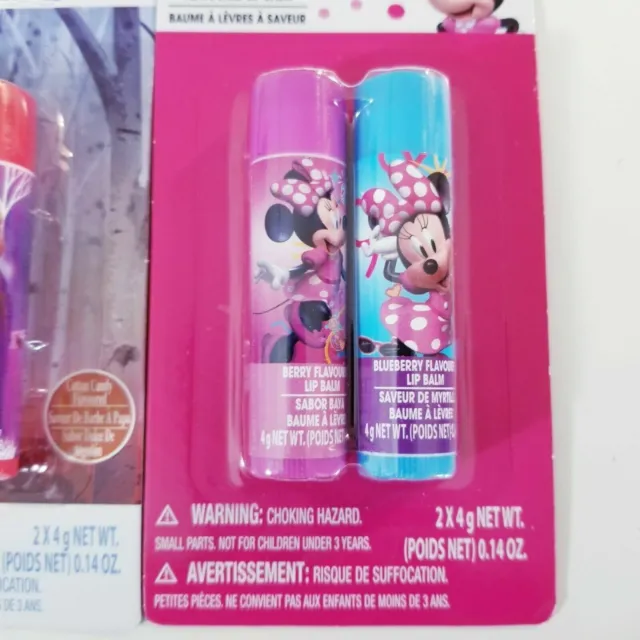 2 pack DISNEY FROZEN II Minnie Mouse Blueberry Cotton Candy Flavored Lip Balm 5