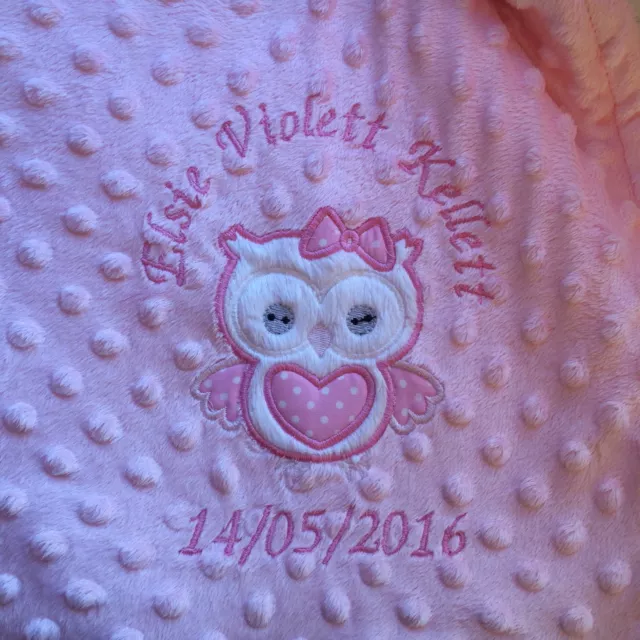 personalised dimple fleece baby blanket Cute Owl