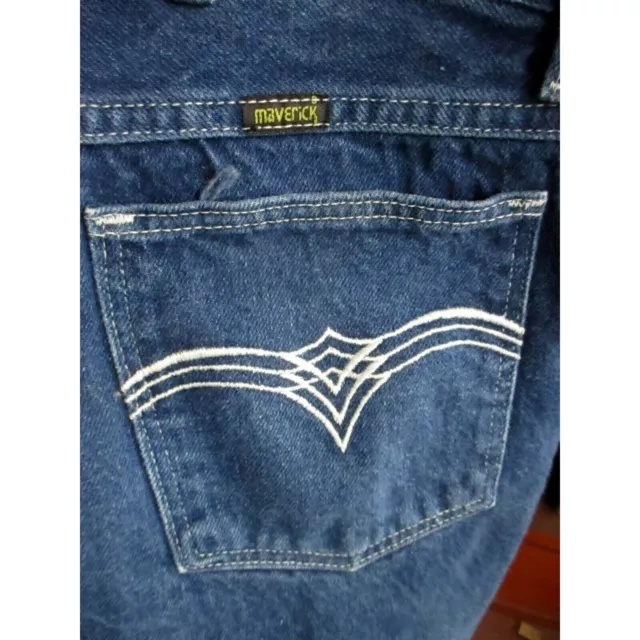 Vintage Mens Disco Jeans 34x29 80's MAVERICK DISCO RAW DENIM CREASED STRAIGHT 3
