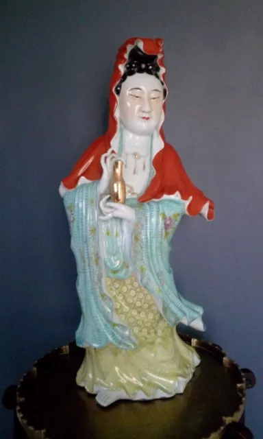 Masterpiece Chinese Ceramic / Porcelain Doll Guan-yin Figurine Statue 20 inches