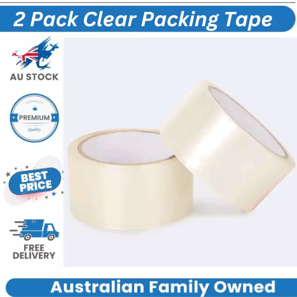 2 Rolls Clear Heavy Duty Sticky Tape Pack 48mm X 50m Sealing Cartoning Packaging