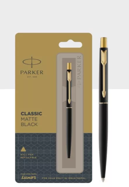 Personalised Engraved Parker Classic Matte Black Gold Ball Point Pen,