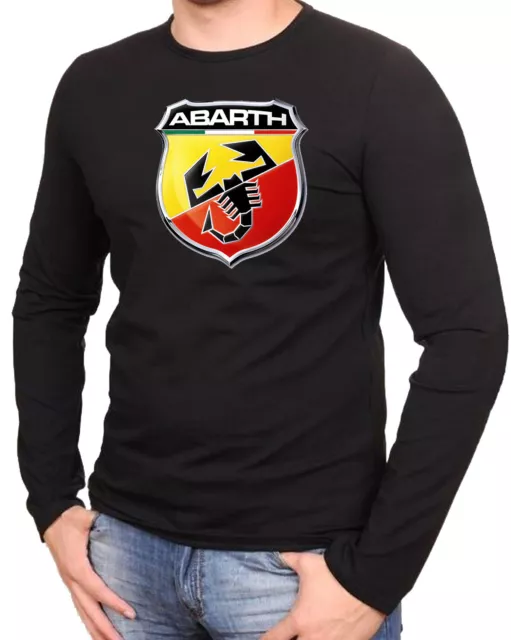 Abarth Fiat Logo AUTO FUN Schwarze T-Shirt Langarmshirts  -800 -LA