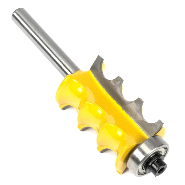 TRIPLE BEAD FACE Moulding Column Router Bit 1/4" Shank Dual Flute Bottom Bearing EUR 18,12