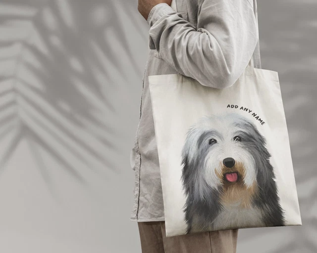 Personalised Bearded Collie Dog Portrait Illustration Cotton Shopper Tote