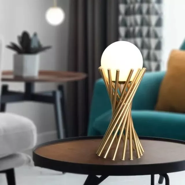 Lampada da Tavolo Attacco G9 Design Sfera Vetro Tubi Bronzo IP20 Da Interni Comò