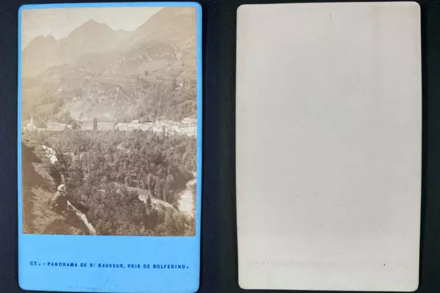 France, Luz-Saint-Sauveur, Panorama Vintage cdv albumen print, CDV, tirage alb