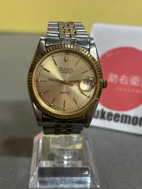 BULOVA SUPER SEVILLE CALENDAR QUARTZ Mens Watch 34mm Gold Working from JPN EUR 256 71 PicClick IT