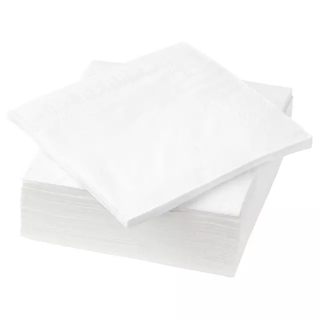 IKEA FANTASTISK White Paper Napkins 3 Ply Tissues Party 50 Pack (24x24cm)