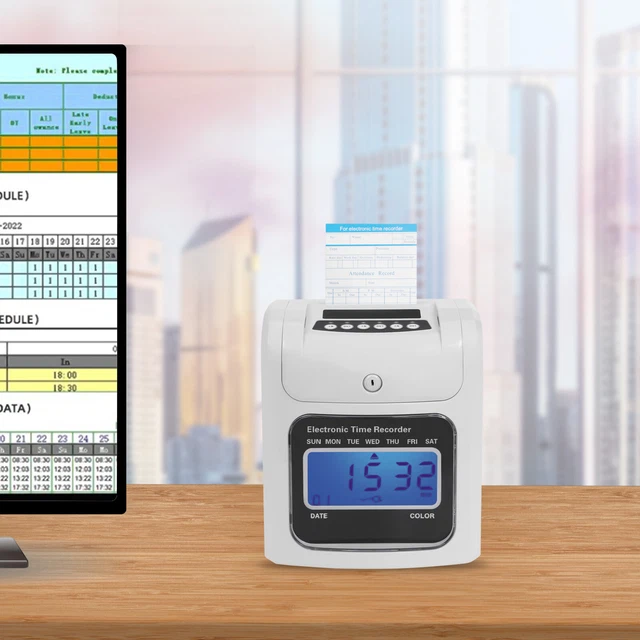 Time Data Machine LCD EMPLOYEE ATTENDANCE Machine Time Clock Office Punch Card Machine ...