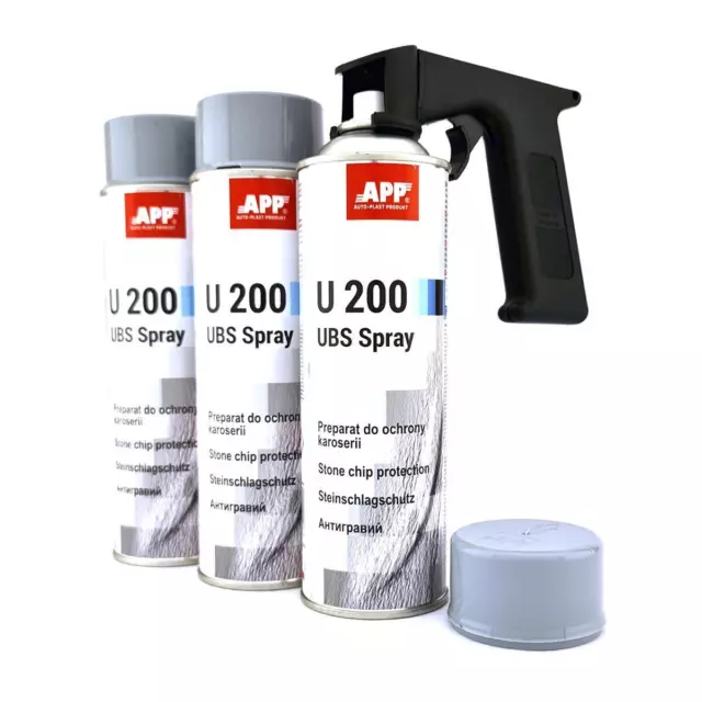 3x APP U200 Grau Steinschlagschutz UBS Rostschutz 500ml Spray inkl Handgriff