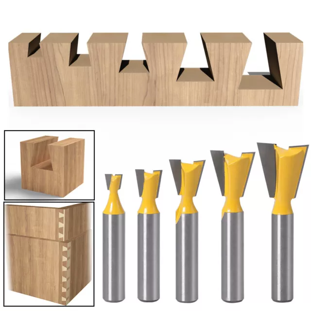 Steel 8mm Shank Carbide Dovetail Joint Router Bit Set Woodworking Cutter Tool