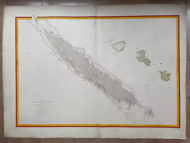 New Caledonia 1862 (1903) Very Large Antique Sea Chart
