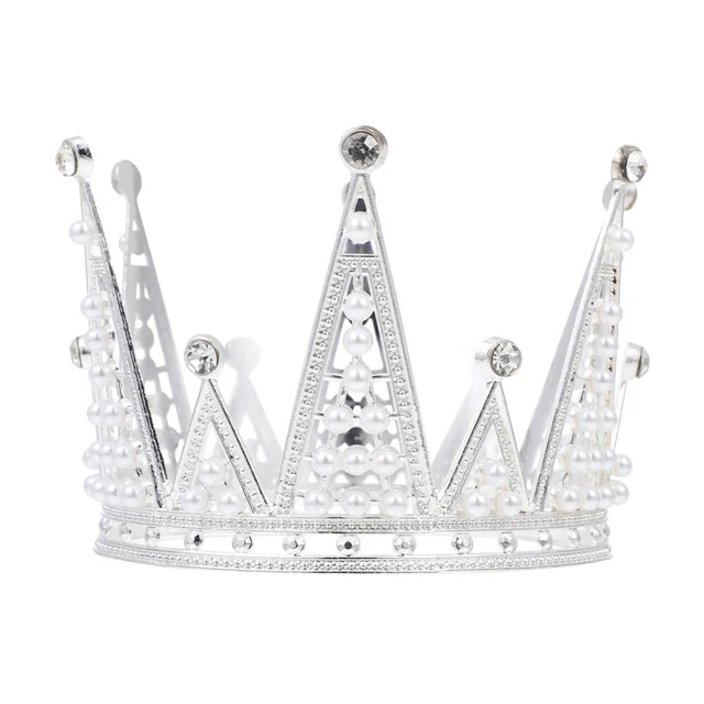 Corona de pastel tapa decoración de pastel corona de perlas adorno plata