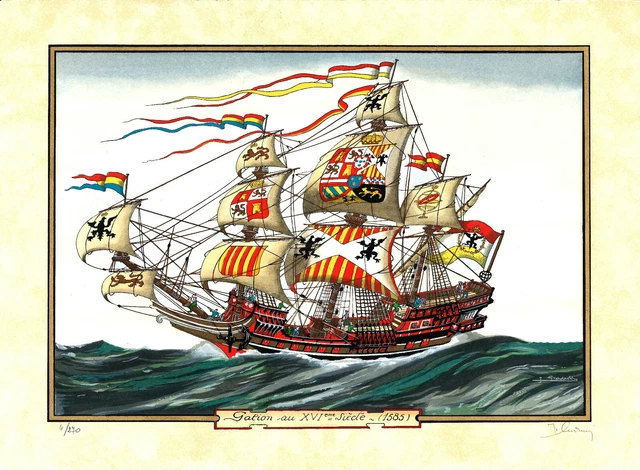 Vue type d'un vaisseau de guerre français à deux ponts vers 1670