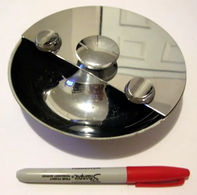 Rare - Art Deco 6 In. Around Heavy Metal Chrome Cigar Cigarette Ashtray Ash Tray