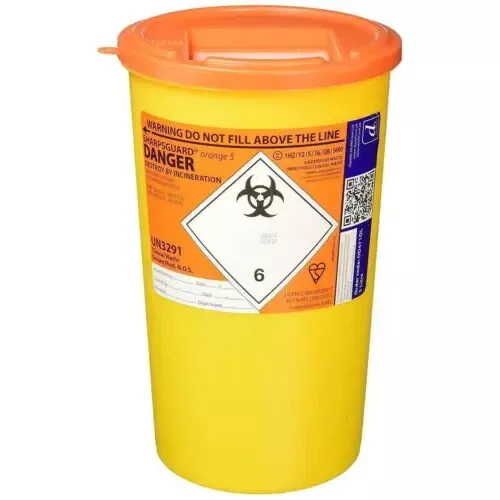 Orange Sharpsguard, Sharps Bin 5 Litre, Needle Box, Medical Waste Container