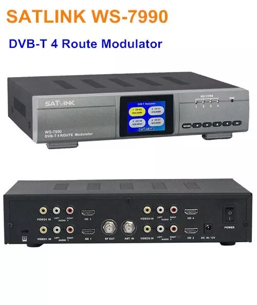 SATLINK WS-7990 HD 1080P 4 Route Modulator DVB-T AV/HDM COFDM RF Signal H.264