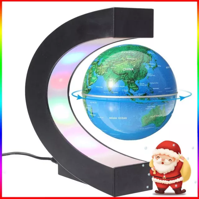 C Shape LED World Map Decoration Magnetic Levitation Floating Globe Light AU