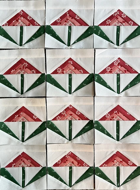 mini bloques de edredón-12 - bloques de coneflower de cabina de troncos - ONEDURRQUILTER