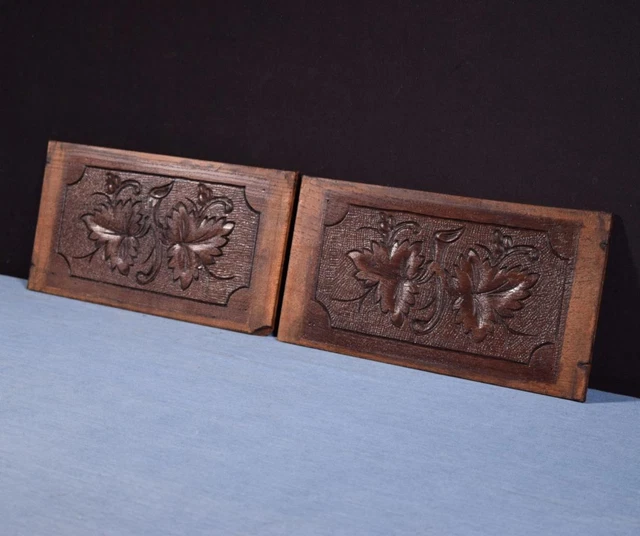 *French Antique Hand Carved Architectural Panels Solid Oak Wood Salvage 3