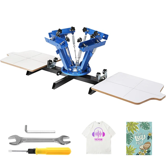VEVOR Macchina Stampa Serigrafica Fai-da-te 4 Colori 2 Tavole per Stampa 54x45cm