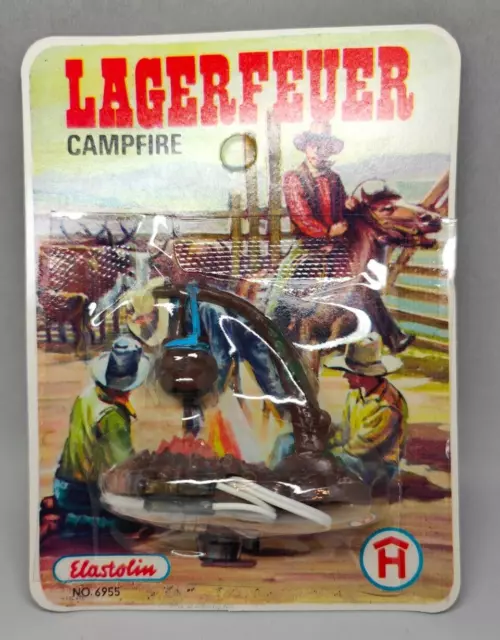 Elastolin 6955 Lagerfeuer Topf Campfire Wildwest Neu OVP Blister Feuer Diorama