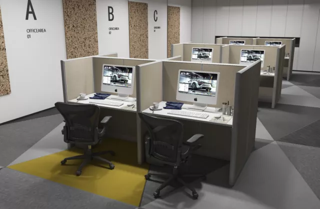 4x2 Cubicles- 54″ H- 4 MAN U Shape Telemarketing Call Center Fully Fabric-U