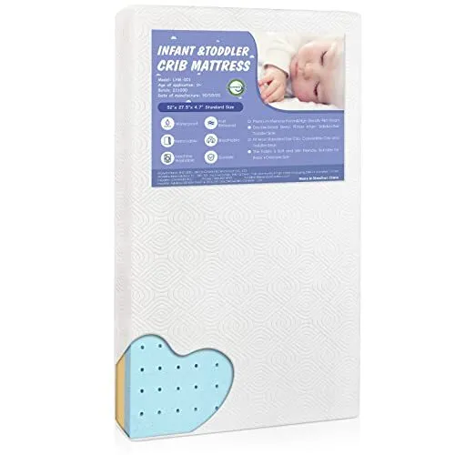 Premium Foam Crib Mattress, 2-Stage Hypoallergenic Toddler Mattress, CertiPUR