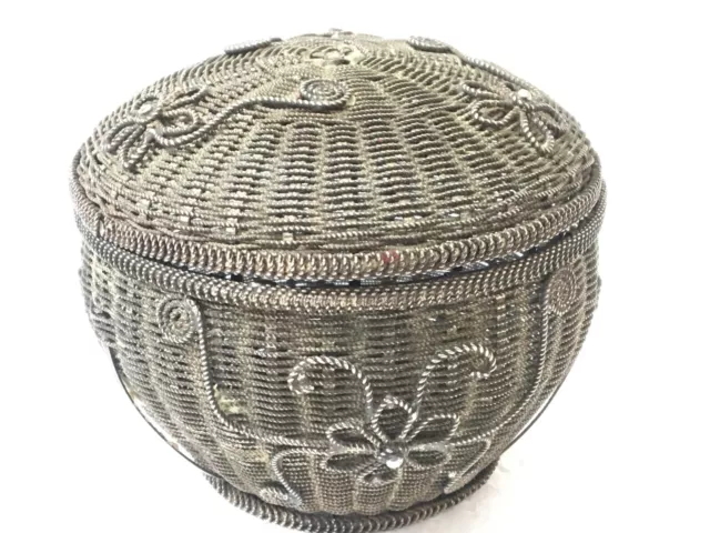 Vintage Old Handcrafted Unique Design Brass Storage Bowl For Multipurpose Use