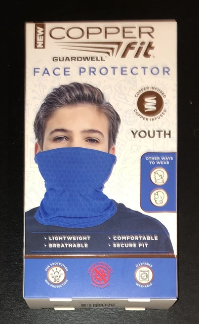 LOT of 5 Copper Fit Guardwell Face Protector Mask Youth 8+ Blue BRAND NEW SEALED
