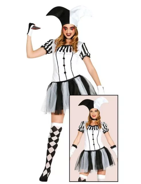 Costume Arlecchina -Joker Donna Halloween Carnevale Vestito Guirca Taglia Medium
