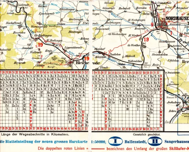 Nordhausen Bleicherode Worbis 1928 Teilkarte/Ln. Bischofferode Hesserode Trebra